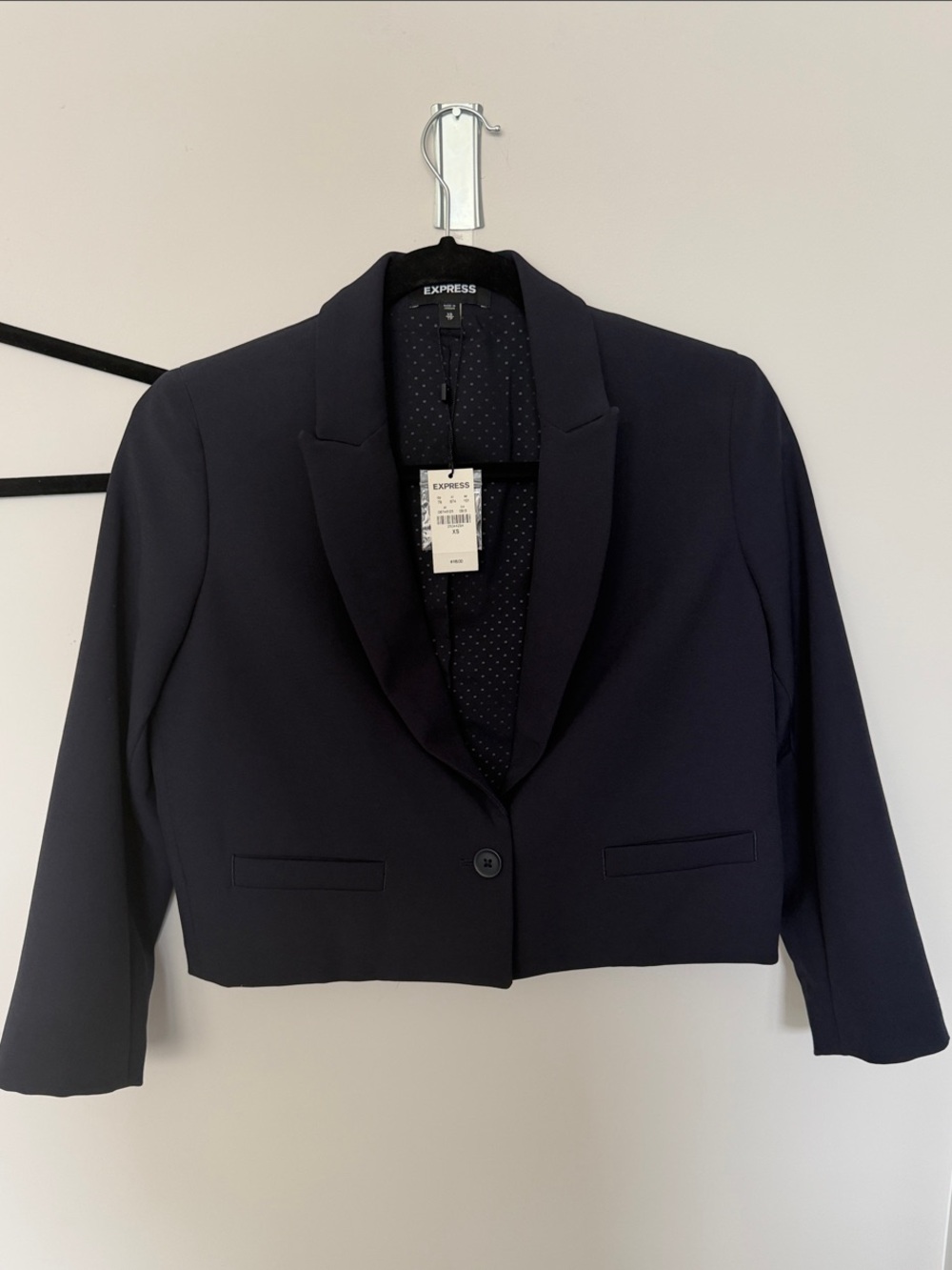 Express Navy Cropped Single-Button Blazer